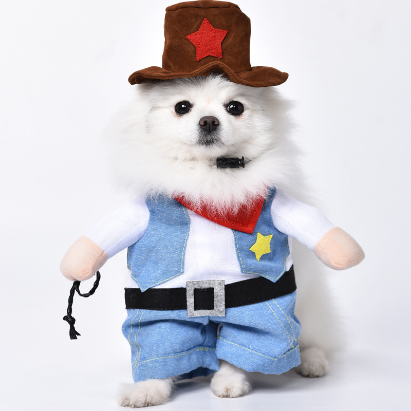 Cowboy Pet Costume Western Style Dog Outfit with Hat and Bandana